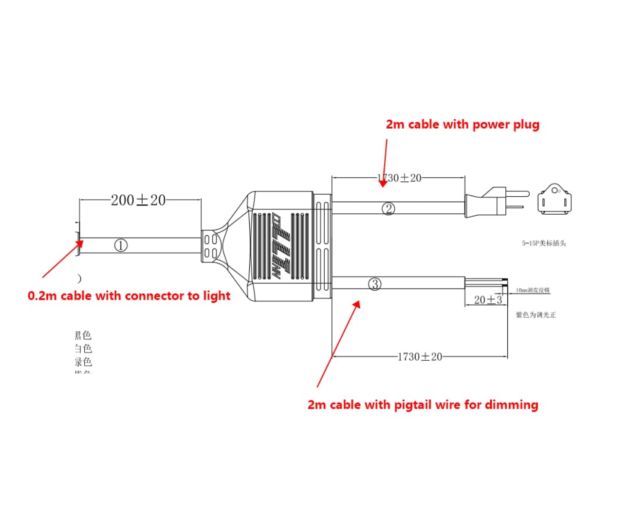 Dimmable Power Cord For Undercanopy Lights - 10v